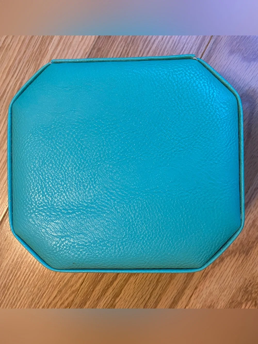 Turquoise Leatherette Jewelry Box with Silver Lock